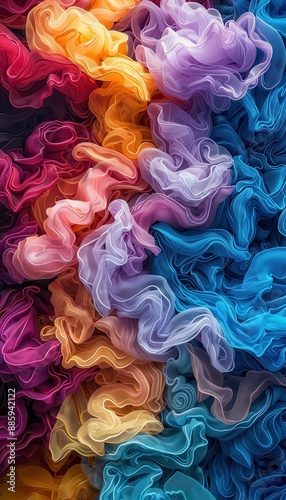 A colorful, multi-colored scarf with a rainbow pattern