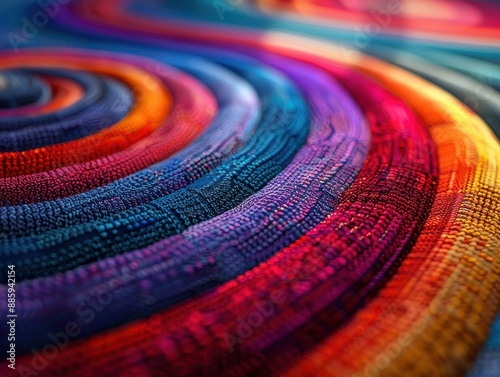 A colorful spiral of yarn with a rainbow of colors