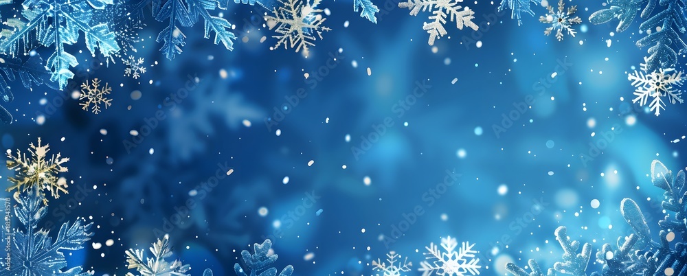 Winter Snowflake Border Blue Background Presentation Design Winter Snowflake Border Blue Background Presentation Design