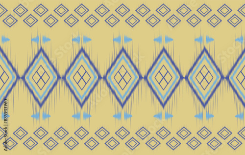 Ikat motifs ethnic fabric seamless pattern yellow. traditional ikat ethnic pattern style. Designed for saree, sarong, batik ,carpet ,clothing ,ikat pattern ,fabric ,embroidery ,textile art ,weaving