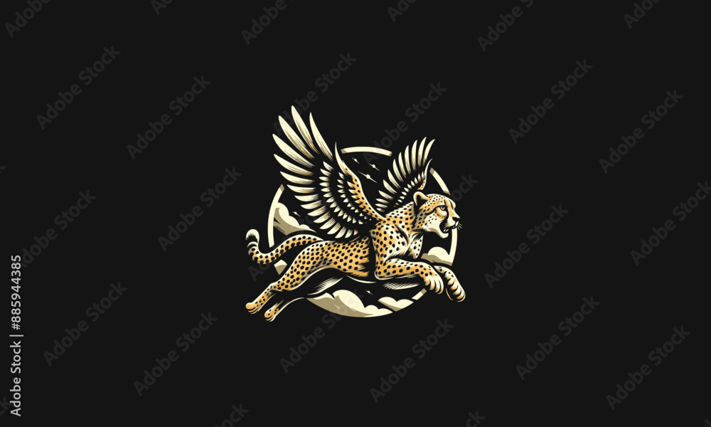 Obraz premium cheetah flying with wings vector artwork design