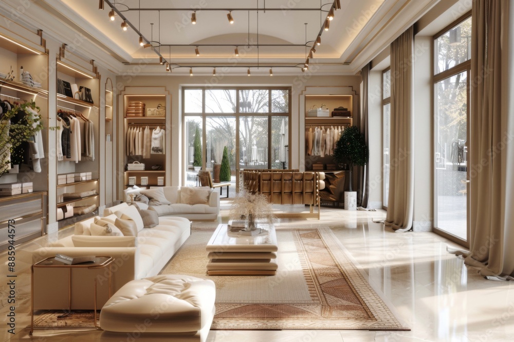 Chic boutique interior with large displays Chic boutique interior with large displays