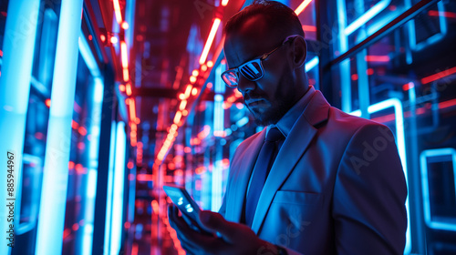 businessman using mobile ph...