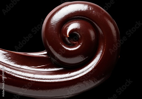 Closeup of a shiny dark chocolate spiral