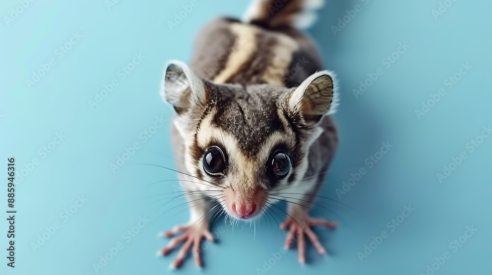 Sugar glider on blue background Sugar glider on blue background