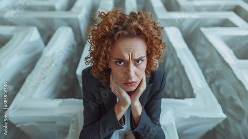 businesswoman Lost in the maze