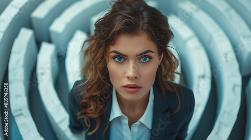 businesswoman Lost in the maze