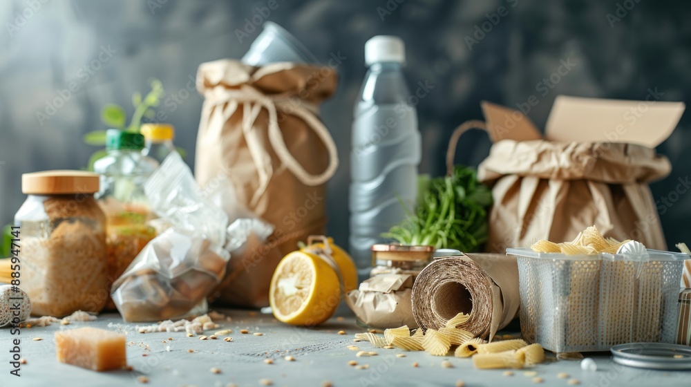 Close-up conceptual photography of biodegradable packaging being used ...
