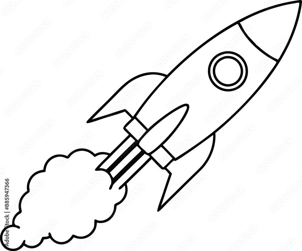 Rocket launch line art element, rocket with Smoke silhouette black and white illustration
Rocket launch line art element, rocket with Smoke silhouette black and white illustration