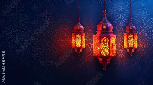 Wallpaper Mural Glowing Lanterns Against a Dark, Ornate Background Torontodigital.ca