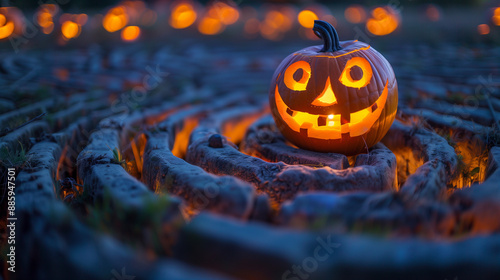 Halloween pumpkin on ground