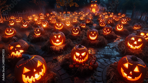Halloween pumpkin on ground