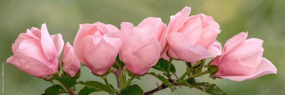 Fototapeta premium Blooming pink roses in a garden