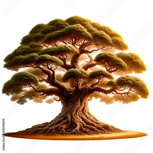 Beautiful canopy of large trees on a white background.