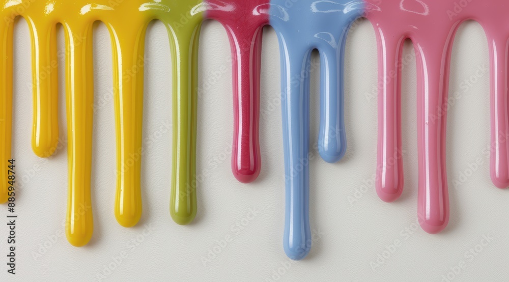 Colorful paint drippings on a white background Colorful paint drippings on a white background