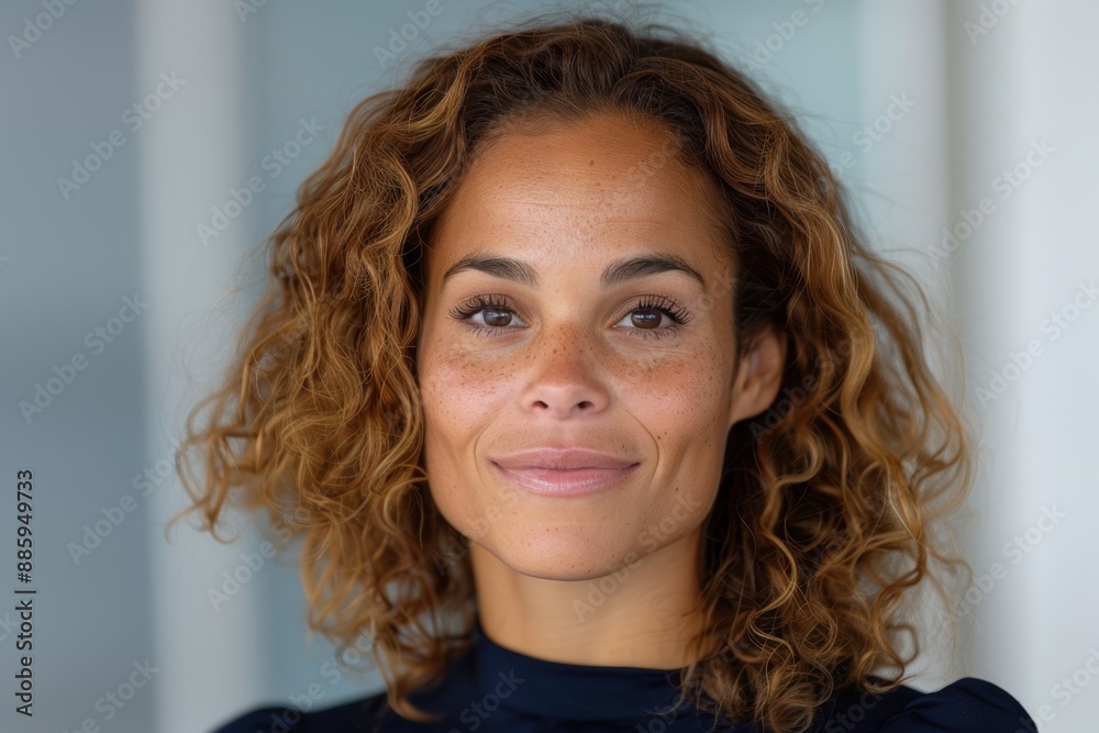 Close-up portrait of a woman with curly hair Close-up portrait of a woman with curly hair
