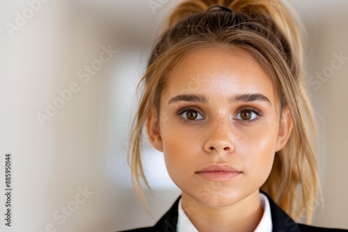 Confident young woman in business attire