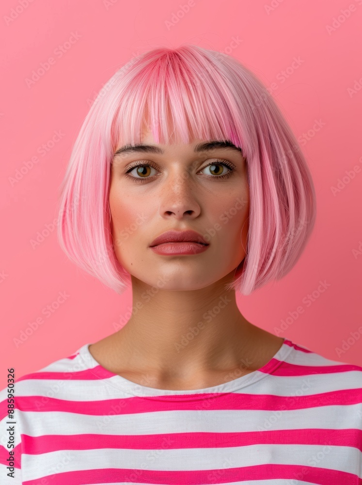 portrait of a young woman with pink hair