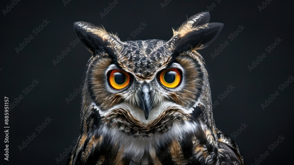 Close-Up Portrait of a Majestic Great Horned Owl Close-Up Portrait of a Majestic Great Horned Owl