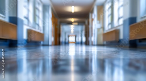 Blurred image of office building interior for background