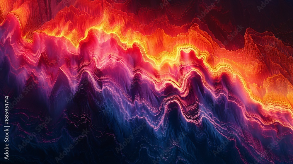 Fototapeta premium Abstract Wavy Landscape with Warm Colors