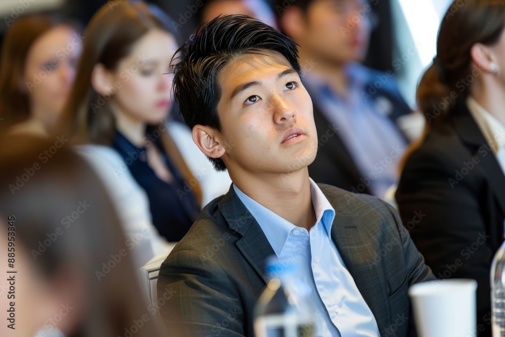 Professional Photography of young investor attending a financial seminar, Generative AI