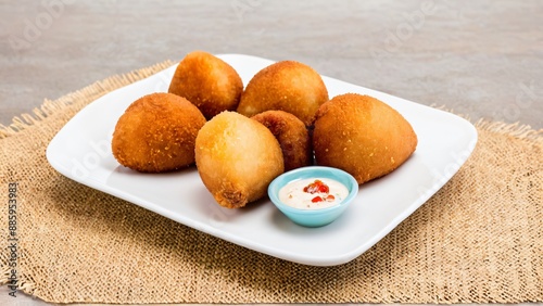 Coxinha. Traditional Brazilian snack. Chicken drumstick. photo