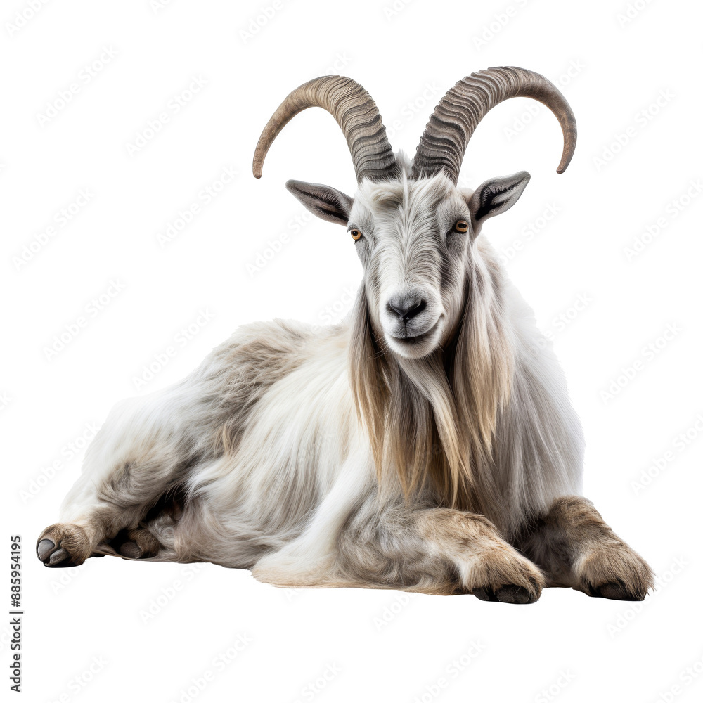 The white horned goat. Isolated on a transparent background. The white horned goat. Isolated on a transparent background.