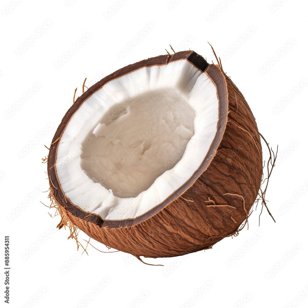 Open coconut. Isolated on transparent background. Open coconut. Isolated on transparent background.