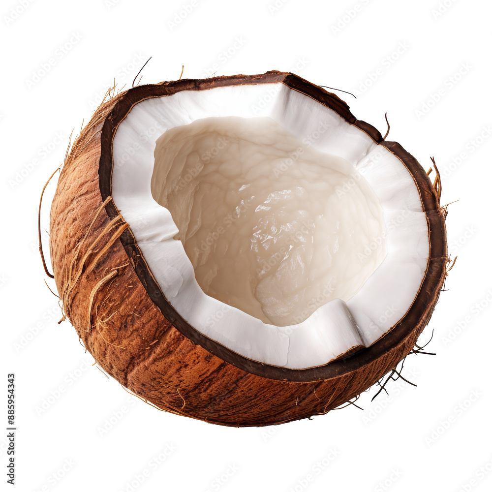 Open coconut. Isolated on transparent background. Open coconut. Isolated on transparent background.