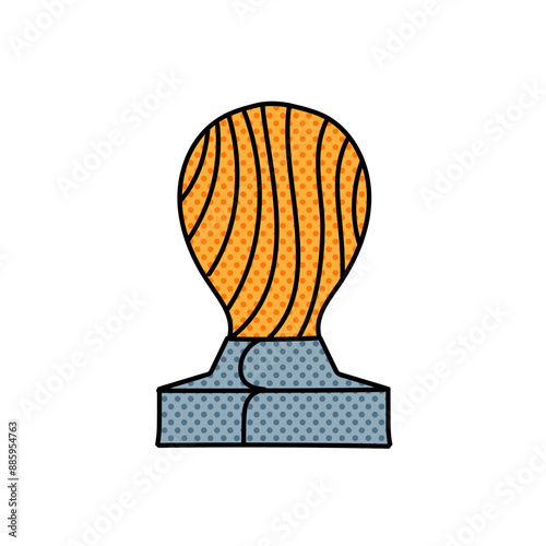 coffee tamper halftone hand drawn  color vector illustration