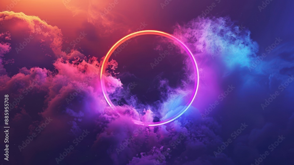 Neon Circle in a Dreamy Sky Neon Circle in a Dreamy Sky