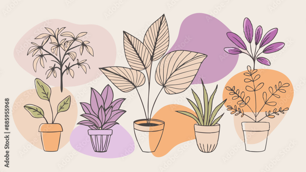 Vectores de plantas con fondo abstracto Vectores de plantas con fondo abstracto