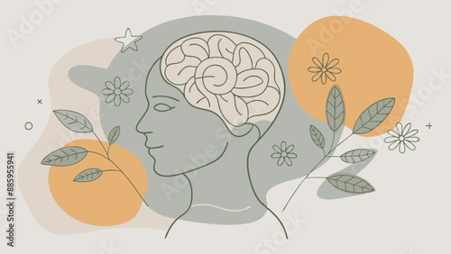 Concepto de psicología con fondos de plantas