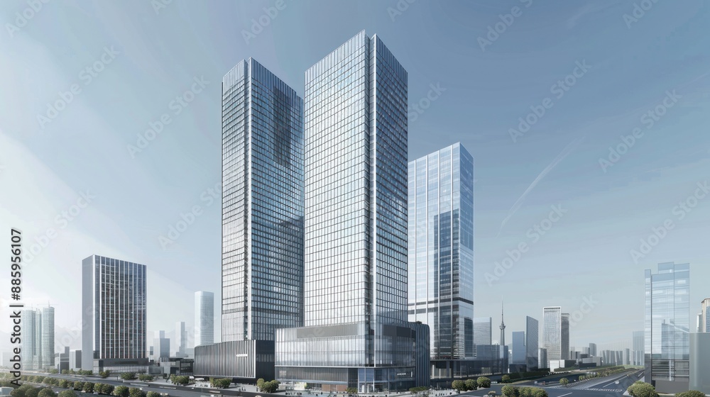 Modern Skyscrapers in a Cityscape Modern Skyscrapers in a Cityscape