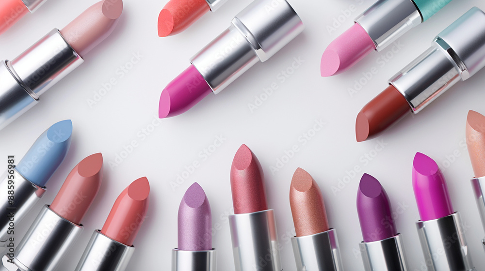Obraz premium vibrant lipstick collection arranged in a mockup