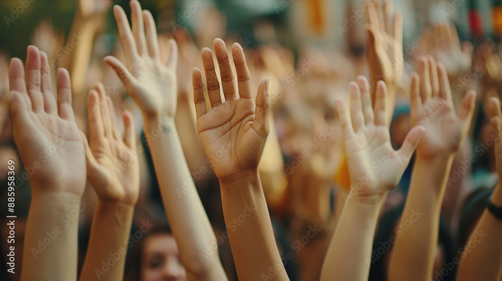 Crowd of People Raising Their Hands at a Concert Crowd of People Raising Their Hands at a Concert
