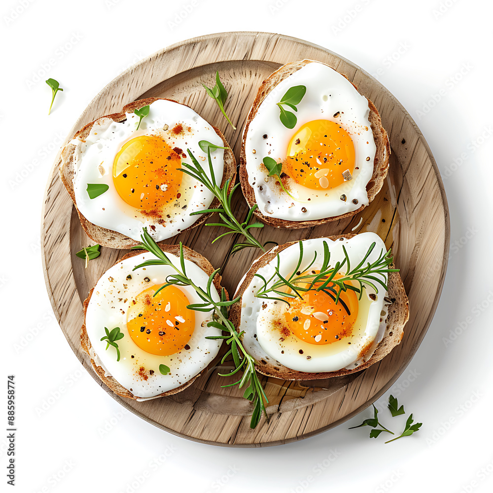 Board and plate of tasty Eggs with on white background. Board and plate of tasty Eggs with on white background.
