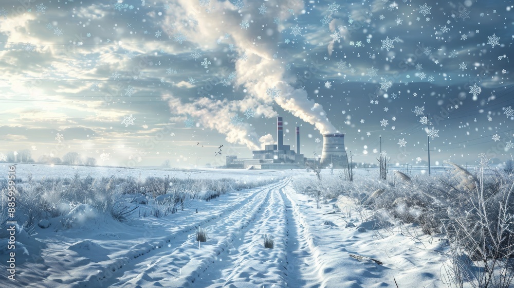 Frozen Industrial Majesty Power Plant in Winter Wonderland Frozen Industrial Majesty Power Plant in Winter Wonderland