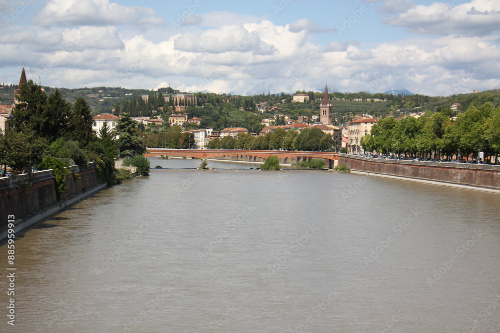 Obraz premium Bassano del Grappa Italy 09/11/2023. The city is located among the mountains and hills of the Veneto, on the banks of the Brenta River.