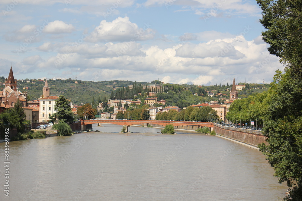Obraz premium Bassano del Grappa Italy 09/11/2023. The city is located among the mountains and hills of the Veneto, on the banks of the Brenta River.