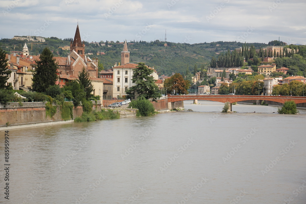 Obraz premium Bassano del Grappa Italy 09/11/2023. The city is located among the mountains and hills of the Veneto, on the banks of the Brenta River.