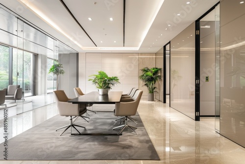 Modern Office Interior with Table and Chairs