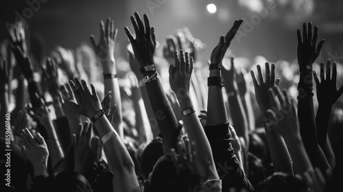 Crowd of People Raising Hands at a Concert Venue photo