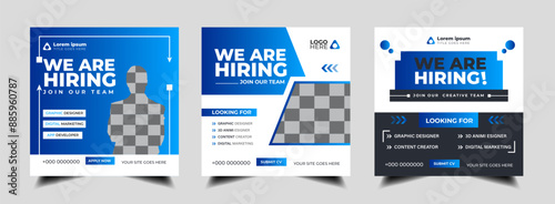 We are hiring job vacancy social media post banner design template with  beauty color. We are hiring job vacancy marketing web banner square flyer design.
