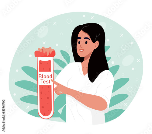 Blood Cancer Awareness Month. A doctor holds a blood test tube in a laboratory during an examination