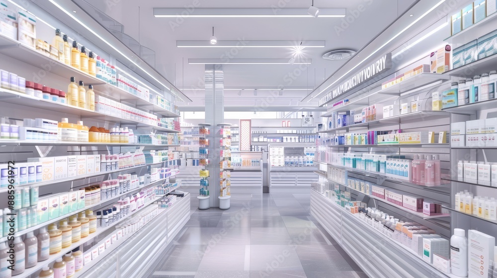 Obraz premium Pure Relief Hypoallergenic Products and Air Purifiers in Organized Pharmacy Section