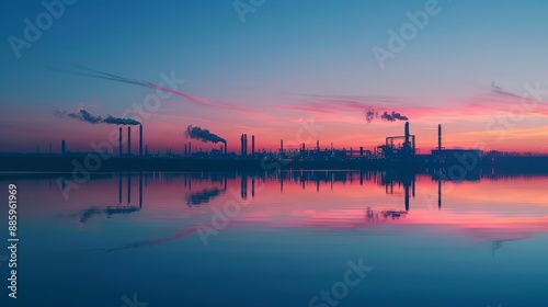 Twilight Reflections Industrial Elegance and Environmental Harmony