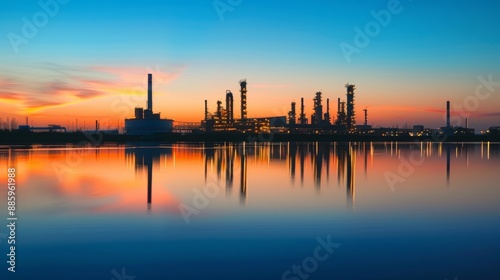 Twilight Reflections Industrial Elegance and Environmental Harmony