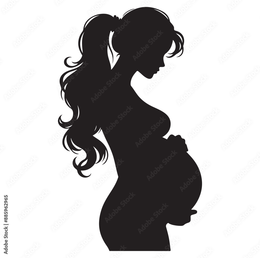 Pregnant women silhouette vector illustration on white background. Pregnant women silhouette vector illustration on white background.